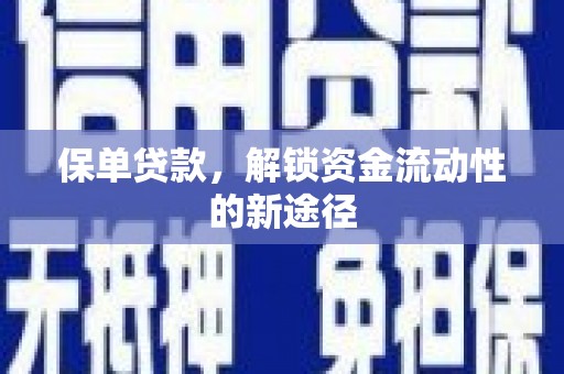 浪卡子保单贷款，解锁资金流动性的新途径