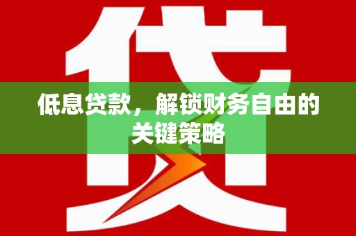 浪卡子低息贷款，解锁财务自由的关键策略