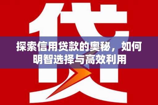 浪卡子探索信用贷款的奥秘，如何明智选择与高效利用